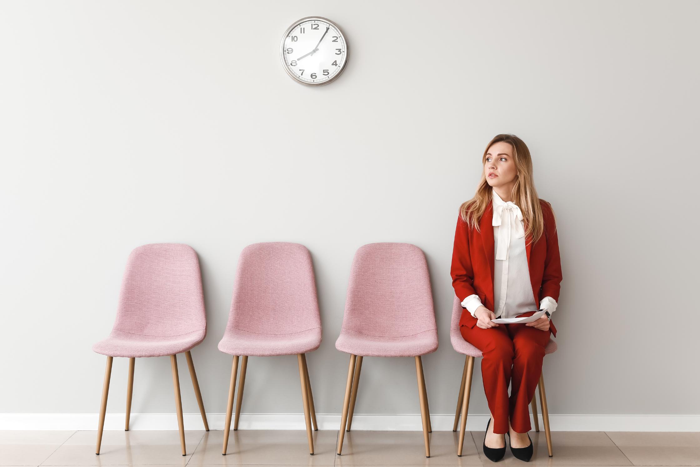 Young woman is waiting for job interview